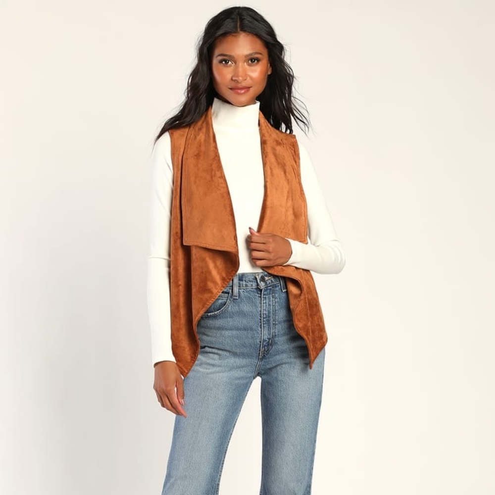 NWT Wild at Heart Brown Vegan Suede Vest